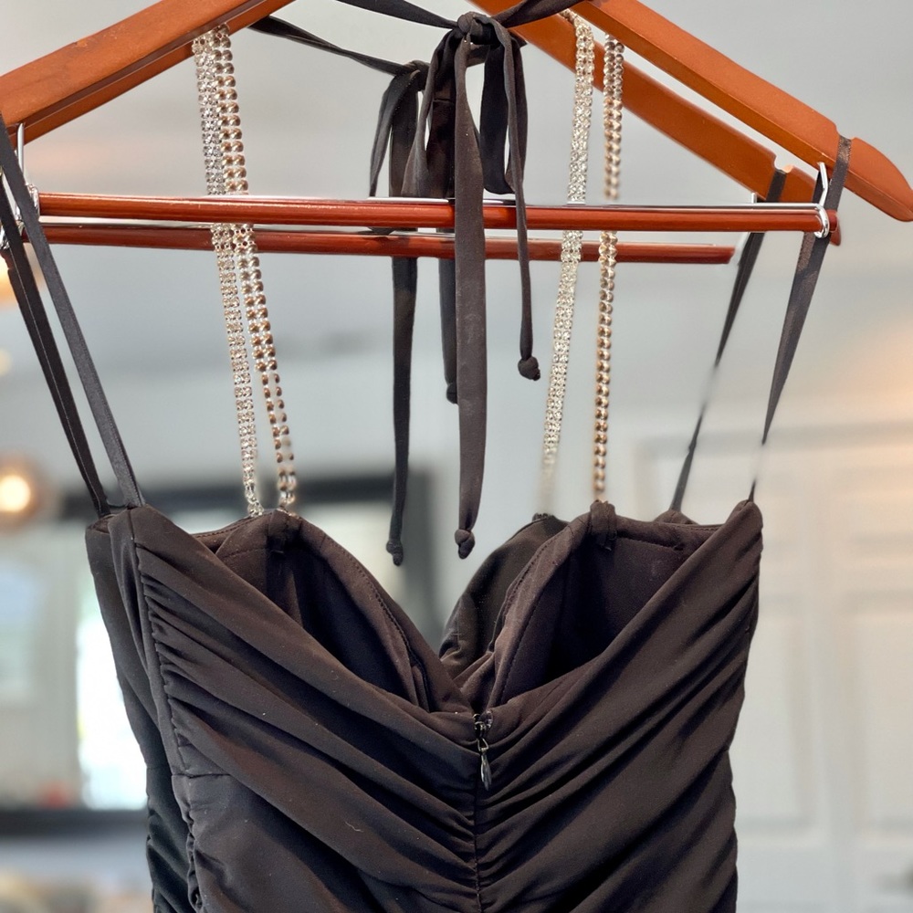 Cache Diamond Halter Ruched Dress - Picture 5 of 7